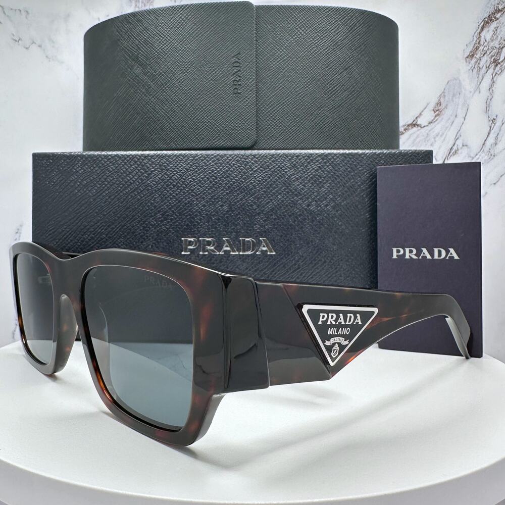 New PRADA Sunglasses Brown Root Tortoise Square Men's Plaque Logo - Picture 11 of 16